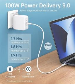 img 3 attached to 100W GAN Dual-Port USB C Wall Charger PD 3.0 Fast Charger Adapter - Compatible with MacBook Pro/Air, iPad Pro, iPhone 13 12 11 Pro Max/XR/XS/SE, Dell XPS, Galaxy and More - Foldable Design