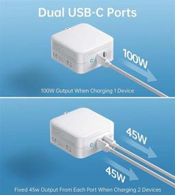 img 2 attached to 100W GAN Dual-Port USB C Wall Charger PD 3.0 Fast Charger Adapter - Compatible with MacBook Pro/Air, iPad Pro, iPhone 13 12 11 Pro Max/XR/XS/SE, Dell XPS, Galaxy and More - Foldable Design