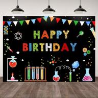 🎉 chemical science birthday theme backdrop - mad scientist fun experiment party banner decorations for boys and girls - happy birthday photography background - physical and chemical experiences photo prop logo