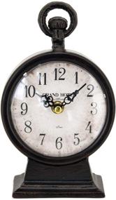 img 2 attached to 🕰️ Vintage Black Cast Iron Table Clock on Stand - Decorative Metal Desk and Shelf Clock"