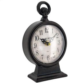img 1 attached to 🕰️ Vintage Black Cast Iron Table Clock on Stand - Decorative Metal Desk and Shelf Clock"