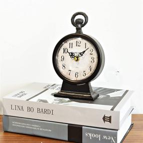 img 3 attached to 🕰️ Vintage Black Cast Iron Table Clock on Stand - Decorative Metal Desk and Shelf Clock"