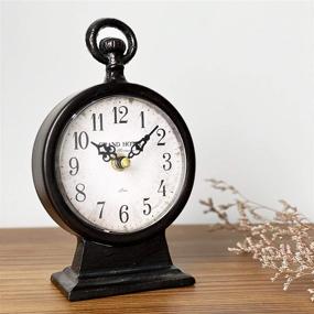 img 4 attached to 🕰️ Vintage Black Cast Iron Table Clock on Stand - Decorative Metal Desk and Shelf Clock"
