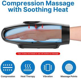 img 3 attached to Renpho Cordless Hand Massager with Heat: 6 Levels of Massage and Intensity Compression for Numbness, Fatigue, and Soreness Relief in Palm, Wrist, and Fingers