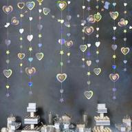 iridescent 3d heart twinkle star garland: 40 ft holographic paper streamer for celebrations and party decorations logo
