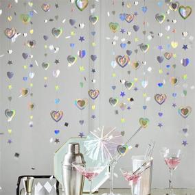 img 2 attached to Iridescent 3D Heart Twinkle Star Garland: 40 Ft Holographic Paper Streamer for Celebrations and Party Decorations