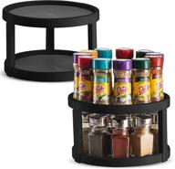 🔁 2-pack non-skid lazy susan turntable cabinet organizer - 2-tier 360-degree rotating spice rack - 10-inch spinning carousel pantry, kitchen, countertop, vanity display stand in black логотип