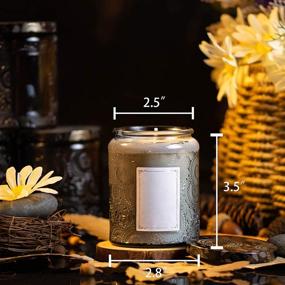 img 3 attached to 🕯️ Set of 9 Gray Embossed Glass Candle Containers with Lids and Labels, 8 oz each