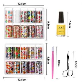 img 3 attached to 🌟 Kalolary 20 Rolls Holographic Starry Sky Stars Nail Foil with Nail Glue - Halloween & Christmas Nail Art Transfer Stickers for DIY Decoration in Acrylic Nails, Ideal for Salon or Home Use