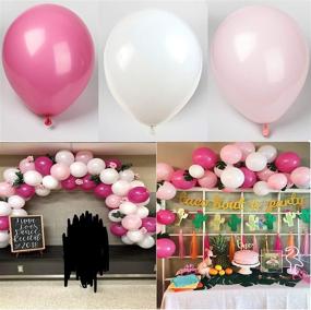 img 2 attached to 🎈 12-Inch Latex Balloons, 100-Piece Set: White, Light Pink, and Rose Red Colors