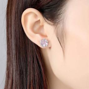 img 3 attached to Pink CZ Cherry Blossom Stud Earrings for Women Girls: Dainty Crystal Rhinestone Flower Cartilage Tragus Earring - Statement Studs with Post Ear Piercing for Wedding - Fashion Jewelry Gifts for BFF, Birthday, and Daughter