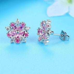 img 1 attached to Pink CZ Cherry Blossom Stud Earrings for Women Girls: Dainty Crystal Rhinestone Flower Cartilage Tragus Earring - Statement Studs with Post Ear Piercing for Wedding - Fashion Jewelry Gifts for BFF, Birthday, and Daughter