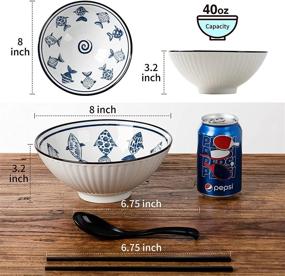 img 3 attached to 🍜 Ceramic Japanese Noodle Ramen Bowls Set with Chopsticks & Spoons - 6 Piece Dishwasher Safe Bowl Set for Kitchen, Pho, Udon, Soba, Noodle Salad, Pasta - JH JIEMEI HOME