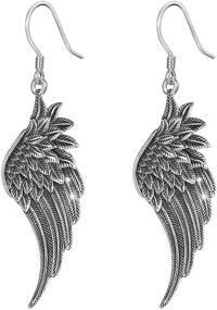 img 4 attached to 👼 Sterling Silver Angel Wings Earrings: Exquisite Guardian Dangle Drops for Women and Girls - LOOVE Charm Angel Jewelry