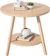 stylish heavy wooden white round end table: coffee and side table with double layer design – ideal for tea and more logo