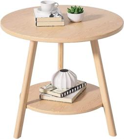 img 4 attached to Stylish Heavy Wooden White Round End Table: Coffee and Side Table with Double Layer Design – Ideal for Tea and More