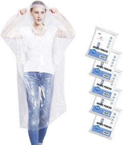 img 4 attached to Pack of 5 Adult Emergency Rain Ponchos - Disposable & Versatile