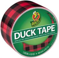 🦆 duck 285222 red buffalo plaid duct tape, 1.88 inches x 10 yards - printed single roll logo