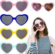 heart diffraction glasses for girls and women - set of 4, 3d heart light effect eyewear | transforms lights into hearts | ideal for parties, music festivals, halloween, and christmas logo