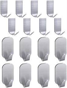 img 4 attached to 🧤 Stainless Steel Adhesive Hooks for Organized Hat, Cap, Key and Utensil Hanging - 16 Pack