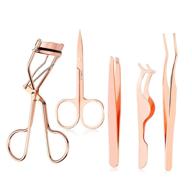 🌹 rose golden arroyner 5-piece eyelash applicator tool set - false eyelashes applicator, eyebrow curler, and eyebrow scissors logo