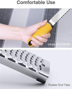 img 1 attached to 🧀 Enhanced Zester Grater with Handle: Premium Kitchen Tools for Zesting Lemon, Cheese, Ginger, Garlic, Citrus, Lime – Wide &amp; Razor-Sharp Stainless Steel Blade, Blue Soft Grid Handle