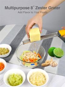 img 2 attached to 🧀 Enhanced Zester Grater with Handle: Premium Kitchen Tools for Zesting Lemon, Cheese, Ginger, Garlic, Citrus, Lime – Wide &amp; Razor-Sharp Stainless Steel Blade, Blue Soft Grid Handle