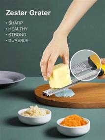 img 3 attached to 🧀 Enhanced Zester Grater with Handle: Premium Kitchen Tools for Zesting Lemon, Cheese, Ginger, Garlic, Citrus, Lime – Wide &amp; Razor-Sharp Stainless Steel Blade, Blue Soft Grid Handle