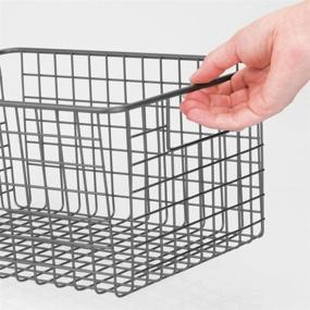 img 3 attached to 📦 mDesign Farmhouse/Vintage Metal Wire Storage Basket Bin with Handles for Closet, Shelf, and Cabinet Organization in Bedroom, Bathroom, Entryway, Hallway - Graphite Gray