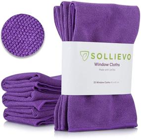 img 4 attached to SOLLIEVO Microfiber Glass & Window Cleaning Cloth (3 Pack) - High-Quality Lint-Free Cloth with Premium Flat Weave - Guaranteed 300 Washes