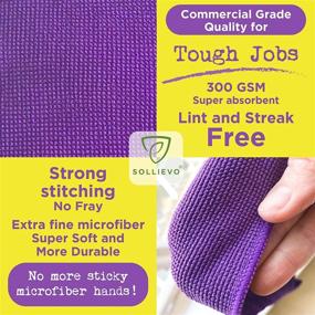 img 1 attached to SOLLIEVO Microfiber Glass & Window Cleaning Cloth (3 Pack) - High-Quality Lint-Free Cloth with Premium Flat Weave - Guaranteed 300 Washes