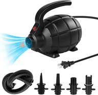 💨 heethycool electric air pump: quick inflation for inflatables, air mattresses, swimming rings, and more - 4 nozzle attachments, black logo