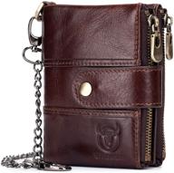 🏻 genuine leather men's accessories with rfid blocking wallet chain logo