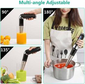img 2 attached to 🔌 Cordless Immersion Hand Blender: Portable Rechargeable 21-Speed Stick Blender with Adjustable 3-Angle Stainless Steel Mixer
