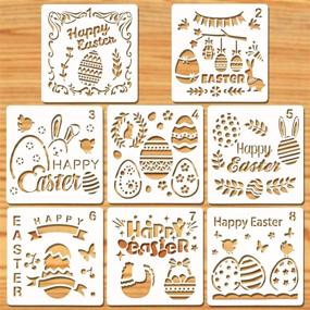 img 4 attached to 🐰 Konsait Easter Stencils Templates - 8Pcs Plastic Painting Stencils for Easter Decorations & Crafts - Kids Party Bag Filler