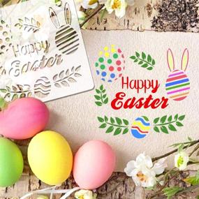 img 1 attached to 🐰 Konsait Easter Stencils Templates - 8Pcs Plastic Painting Stencils for Easter Decorations & Crafts - Kids Party Bag Filler