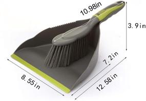 img 2 attached to Gray Green Handy Dustpan and Brush Set – Versatile Floor Cleaning Tool for Home Kitchen, Floors, and Desks – Comfort Grip Multi-Function Dust Broom Brush