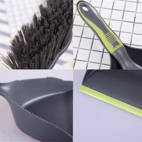 img 1 attached to Gray Green Handy Dustpan and Brush Set – Versatile Floor Cleaning Tool for Home Kitchen, Floors, and Desks – Comfort Grip Multi-Function Dust Broom Brush