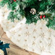 🎄 large white luxury faux fur christmas tree skirt - 48 inches thick plush xmas ornament for holiday decorations logo