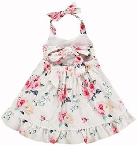 img 3 attached to 👗 Vintage Backless Sundress with Floral Design for Girls' Clothing