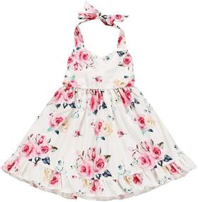 img 4 attached to 👗 Vintage Backless Sundress with Floral Design for Girls' Clothing