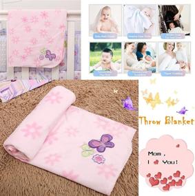 img 1 attached to 🌸 Brandream Pink & Purple Crib Bedding Set for Girls - Upgraded Floral Butterfly Nursery Bedding with Embroidered Christmas theme - 5 Pieces