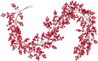 flexible artificial red berry christmas garland - 5.58ft, indoor outdoor home fireplace decoration for winter holiday season, christmas, new year decor logo