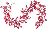 flexible artificial red berry christmas garland - 5.58ft, indoor outdoor home fireplace decoration for winter holiday season, christmas, new year decor логотип