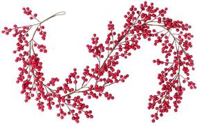 img 4 attached to Flexible Artificial Red Berry Christmas Garland - 5.58FT, Indoor Outdoor Home Fireplace Decoration for Winter Holiday Season, Christmas, New Year Decor