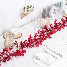 img 2 attached to Flexible Artificial Red Berry Christmas Garland - 5.58FT, Indoor Outdoor Home Fireplace Decoration for Winter Holiday Season, Christmas, New Year Decor