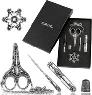 🧵 golden embroidery scissors set - 6 pcs european style stainless steel sewing tools with exquisite retro design for embroidery, sewing, craft, art work, and daily use - silver-1 logo