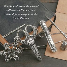 img 2 attached to 🧵 Golden Embroidery Scissors Set - 6 Pcs European Style Stainless Steel Sewing Tools with Exquisite Retro Design for Embroidery, Sewing, Craft, Art Work, and Daily Use - Silver-1