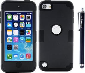 img 3 attached to 📱 Black Wisdompro 3 in 1 Hybrid Case for iPod Touch 5th, 6th, and 7th Generation - Soft Silicone and Hard PC Protective Cover