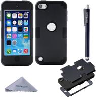 📱 black wisdompro 3 in 1 hybrid case for ipod touch 5th, 6th, and 7th generation - soft silicone and hard pc protective cover logo